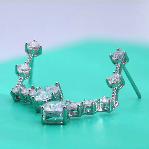 Certified 3ct. t.w. Moissanite Diamond Drop Linear Long Earrings NEW - Picture 7 of 13